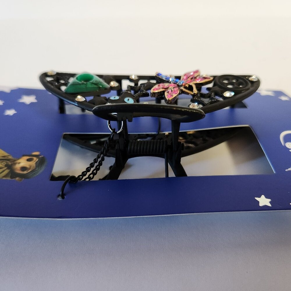 Coraline Hair Clip Dragonfly Black Cat Button Metal Claw Hair Clip New Laika - Picture 5 of 5